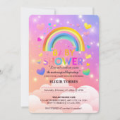 Whimsical Hearts & Rainbows Baby shower Uitnodigin Kaart (Voorkant)