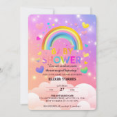 Whimsical Hearts & Rainbows Baby shower Uitnodigin Kaart (Voorkant)