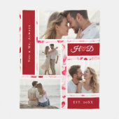 Whimsical Hearts Romantic Photo Collage Gift Red Fleece Deken (Voorkant)