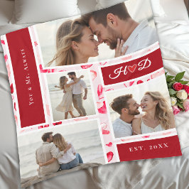 Whimsical Hearts Romantic Photo Collage Gift Red Fleece Deken