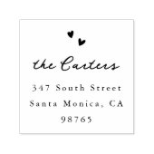 Whimsical Hearts Script Name & Return Address Zelfinktende Stempel (Design)