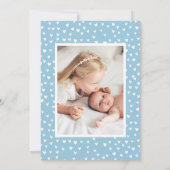 Whimsical Hearts Sky Blue Foto Geboorte Aankondiging (Achterkant)