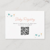 Whimsical Hearts & Stars Baby Registry QR Code Informatiekaartje (Voorkant)