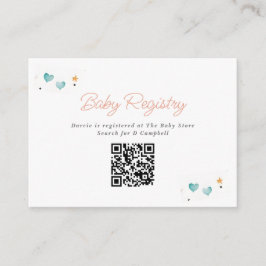 Whimsical Hearts & Stars Baby Registry QR Code Informatiekaartje