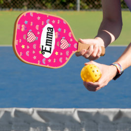 Whimsical Hearts, Stars & Rainbow Dreamscape Pickleball Paddle
