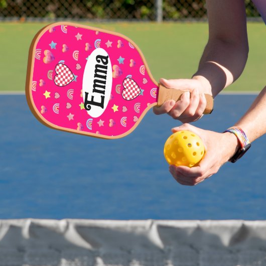 Whimsical Hearts, Stars & Rainbow Dreamscape Pickleball Paddle (Insitu)