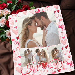 Whimsical Hearts Valentine Red Pink Photo Collage Fleece Deken