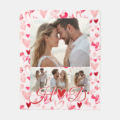 Whimsical Hearts Valentine Red Pink Photo Collage Fleece Deken (Voorkant)