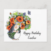 Whimsical Hedégel en Poppies Birthday Briefkaart (Voorkant)