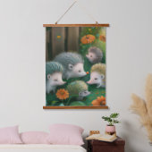 Whimsical Hedegel Family Picnicking in the Garden Hangend Wandkleed (Slaapkamer)