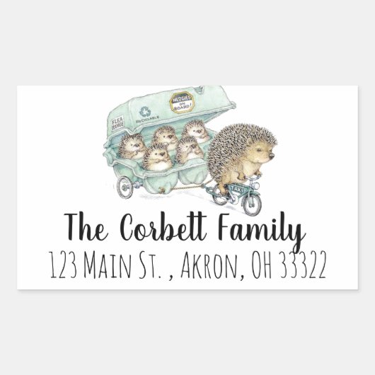 Whimsical Hedegel Family  Rechthoekige Sticker (Voorkant)
