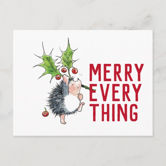 Whimsical Hedégel Merry Alles Kerstmis Briefkaart (Voorkant)
