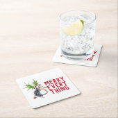 Whimsical Hedégel Merry Alles Kerstmis Kartonnen Onderzetters (Insitu)