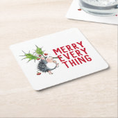 Whimsical Hedégel Merry Alles Kerstmis Kartonnen Onderzetters (Schuin)