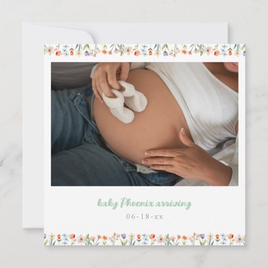 Whimsical Hedgehog Baby shower Fotouitnodiging Kaart (Achterkant)