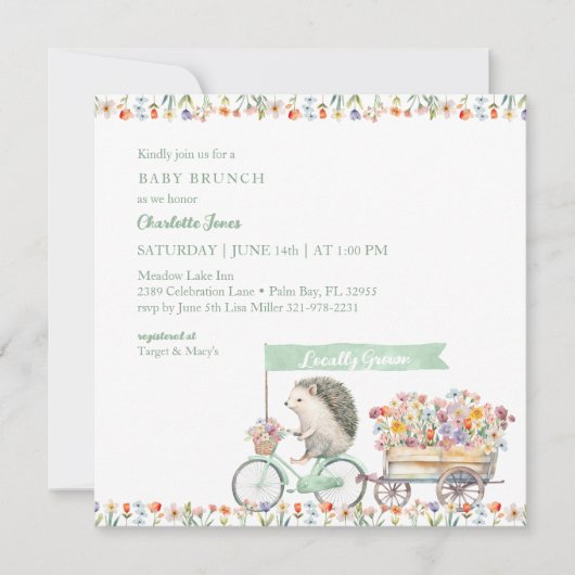 Whimsical Hedgehog Baby shower Fotouitnodiging Kaart (Voorkant)