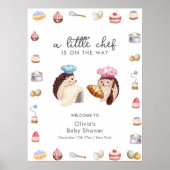 Whimsical Hedgehog Chef Baker Baby Shower Welcome Poster (Voorkant)