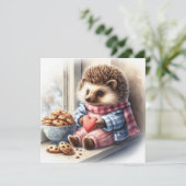 Whimsical Hedgehog Cookies Valentijn Feestdagenkaart (Staand voorkant)