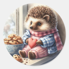 Whimsical Hedgehog Cookies Valentijn Ronde Sticker