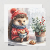 Whimsical Hedgehog Floral Cookies Valentijn Feestdagenkaart (Voorkant / Achterkant)