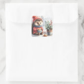 Whimsical Hedgehog Floral Cookies Valentijn Vierkante Sticker (Tas)