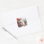 Whimsical Hedgehog Floral Cookies Valentijn Vierkante Sticker (Envelop)