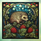 Whimsical Hedgehog & Frambozen Gebrandschilderd gl Raamsticker (Vel 3)