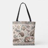 Whimsical Hedgehog Haven: Victoriaans bloemen Tote Bag (Achterkant)