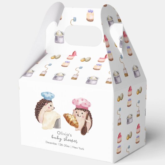 Whimsical Hedgehog Little Chef Baker Baby Shower Bedankdoosjes (Voorkant)