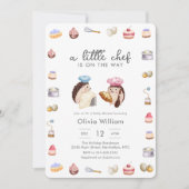 Whimsical Hedgehog Little Chef Baker Baby Shower Kaart (Voorkant)