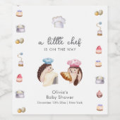 Whimsical Hedgehog Little Chef Baker Baby Shower Wijn Etiket (Enkel label)