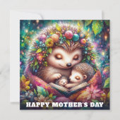 Whimsical Hedgehog Mama Storytime Moederdag Kaart (Voorkant)