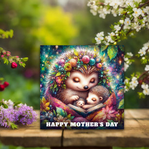 Whimsical Hedgehog Mama Storytime Moederdag Kaart