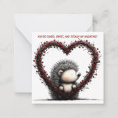 Whimsical Hedgehog Valentine Card  Notitiekaartje (Voorkant)