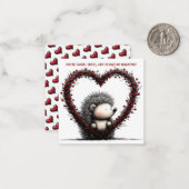 Whimsical Hedgehog Valentine Card  Notitiekaartje (Voorkant / Achterkant in situ)