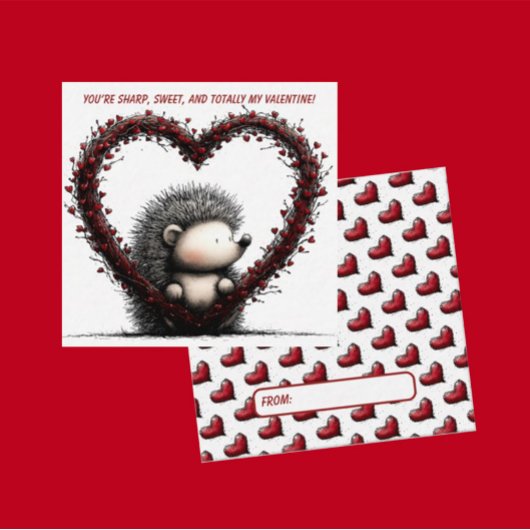 Whimsical Hedgehog Valentine Card  Notitiekaartje