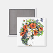 Whimsical Hedgel en Poppies Magneet (Voorkant / Achterkant)