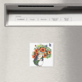 Whimsical Hedgel en Poppies Magneet (Insitu (Vaatwasser))