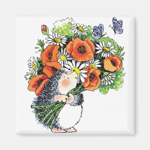 Whimsical Hedgel en Poppies Magneet