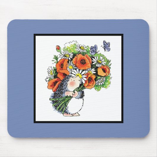 Whimsical Hedgel en Poppies Muismat (Voorkant)