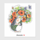 Whimsical Hedgel en Poppies Sticker (Vel)