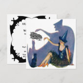  Whimsical-heks en Cat Halloween-partij Kaart (Voorkant / Achterkant)