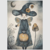 Whimsical  Heks en Zonnebloemen Decoupage Tissuepapier (Voorkant)