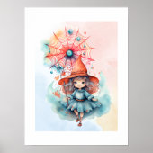 Whimsical Heksen Halloween Waterverfprint Poster (Voorkant)