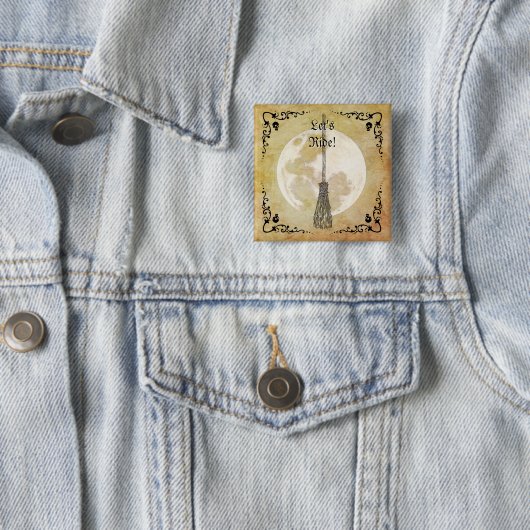 Whimsical Hekserige Volle Maan Vierkante Button 5,1 Cm (In situ)