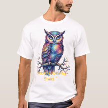 Whimsical Hemel Kosmische Uil Fantasie Grafische T