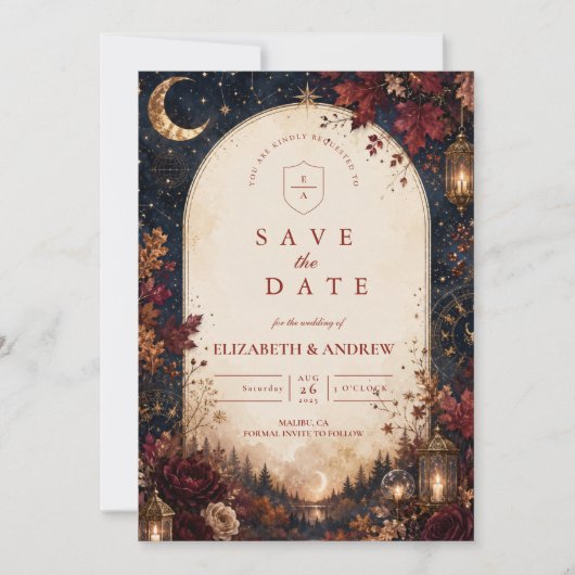 Whimsical Hemelachtig Herfst Huwelijk Save The Date (Voorkant)