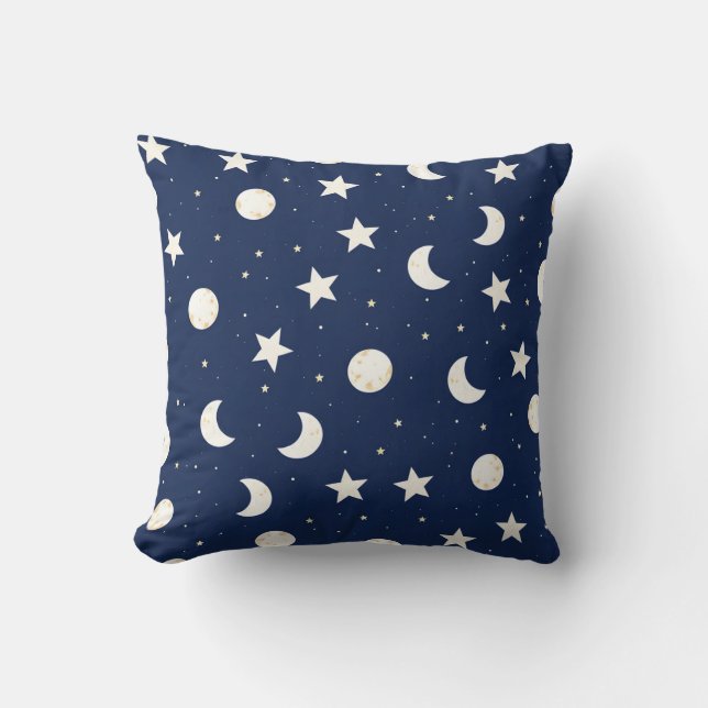 Whimsical hemelse patroon van manen en sterren kussen (Voorkant)