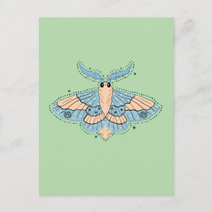 Whimsical Hemelvlinder — Zachtblauw en Perzik Briefkaart