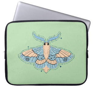 Whimsical Hemelvlinder — Zachtblauw en Perzik Laptop Sleeve